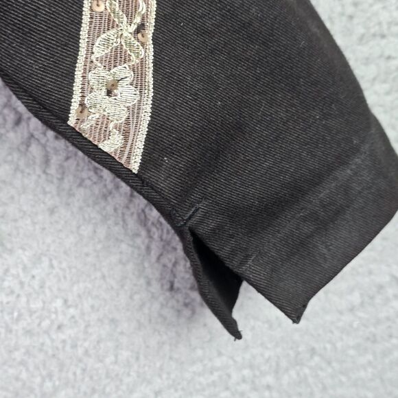 Mirasol Black Gold Embroidered Jacket M Boho Artsy Statement Maximalist Unique - Picture 11 of 15